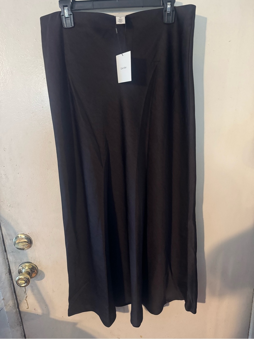 Calvin Klein Black Satin Maxi Skirt